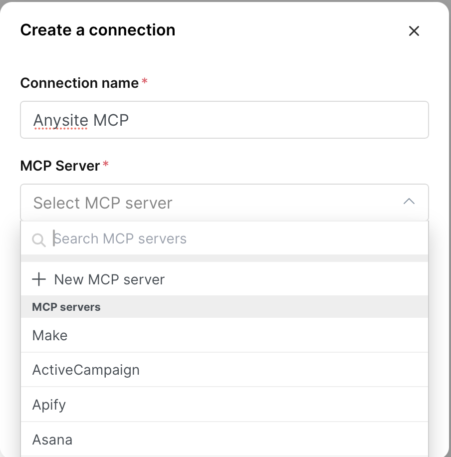 在 Make 中创建 MCP 连接